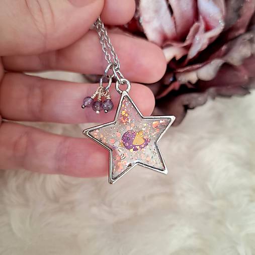 Vtáčik a hviezdička / nežný šperk s ametystom