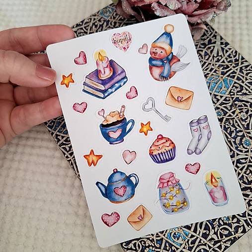 Láskyplné drobnosti - aršík nálepiek