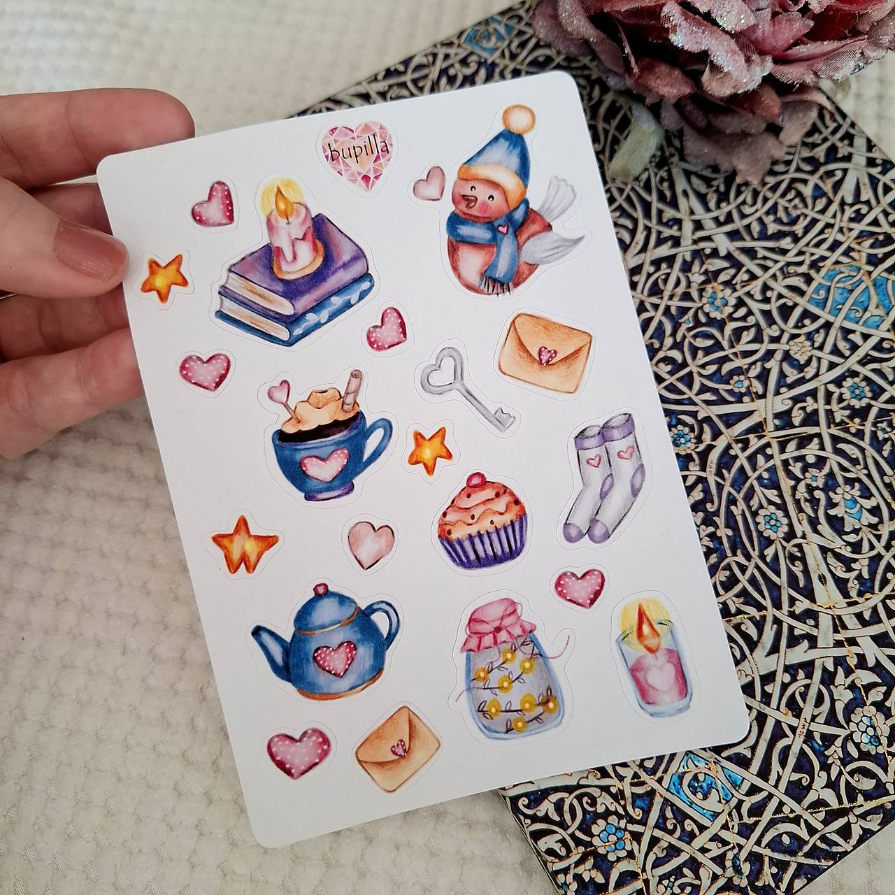 Láskyplné drobnosti - aršík nálepiek