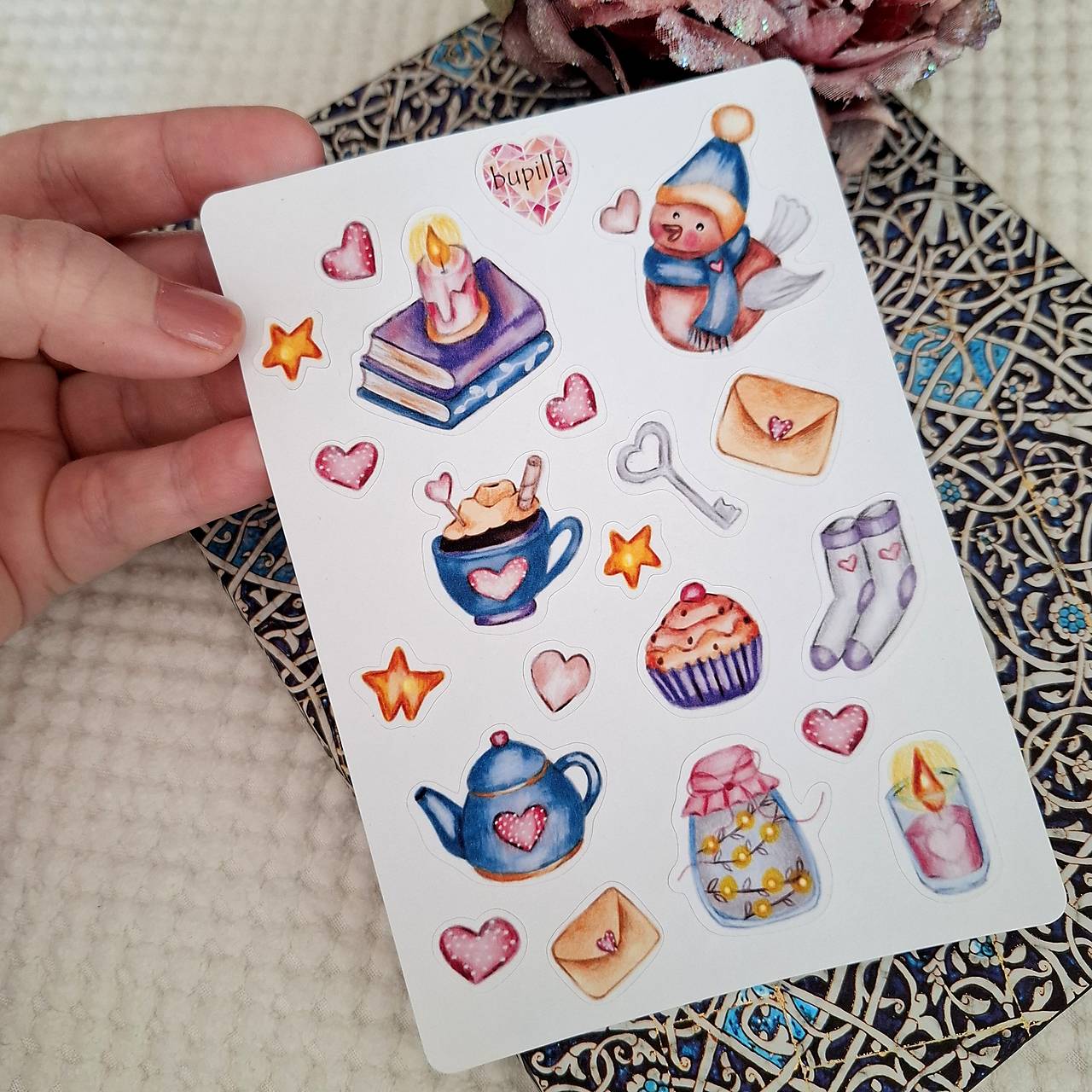 Láskyplné drobnosti - aršík nálepiek