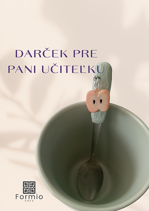 Originálny darček pre pani učiteľku, jabĺčko – ručne zdobená lyžička ku Dňu učiteľov