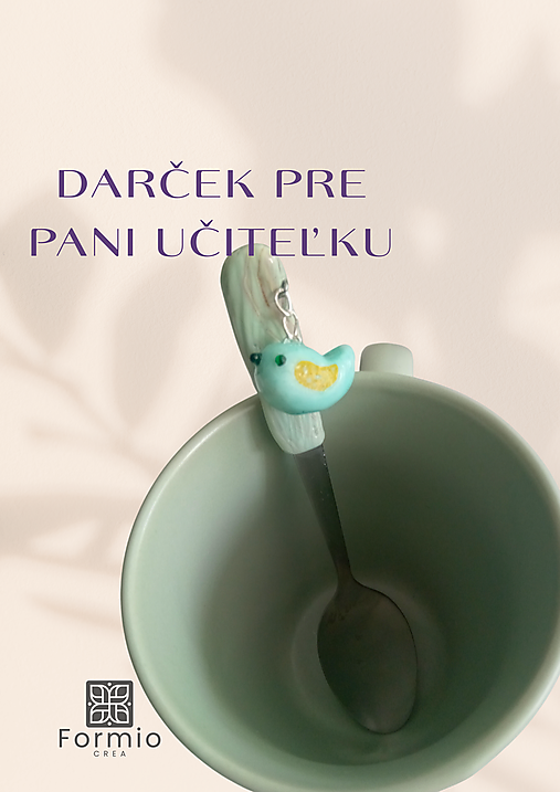 Originálny darček pre pani učiteľku, vtáčik – ručne zdobená lyžička ku Dňu učiteľov