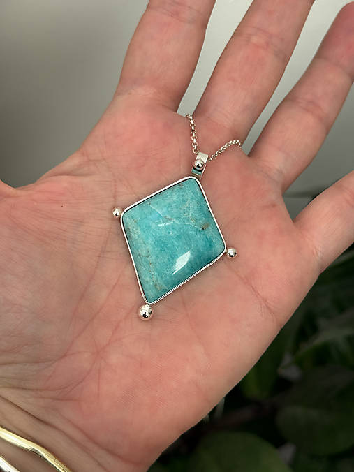 Strieborný 925/1000 prívesok s amazonitom