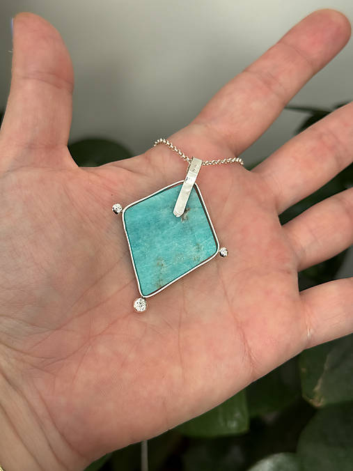 Strieborný 925/1000 prívesok s amazonitom