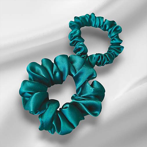 Hodvábna gumička do vlasov - pravý hodváb SilkByAG (Pávia modrá stredná M)