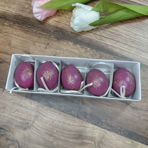 Dekorácie - Ručne maľované veľkonočné vajíčka – sada 5 kraslíc v darčekovom balení - 18232070_