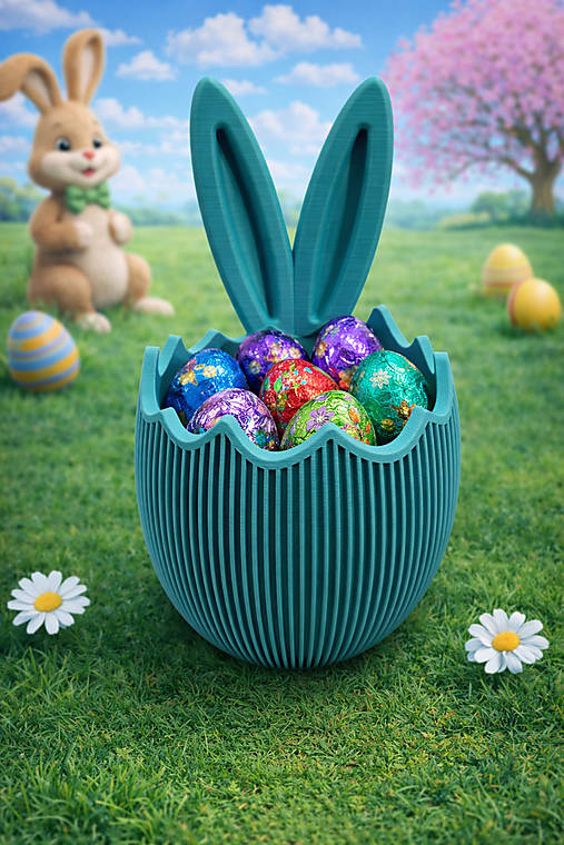 Veľkonočný košík so zajačími uškami – dekorácia na vajíčka | 3D tlač