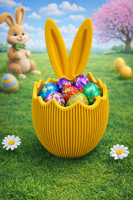 Veľkonočný košík so zajačími uškami – dekorácia na vajíčka | 3D tlač