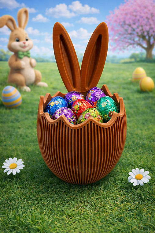 Veľkonočný košík so zajačími uškami – dekorácia na vajíčka | 3D tlač