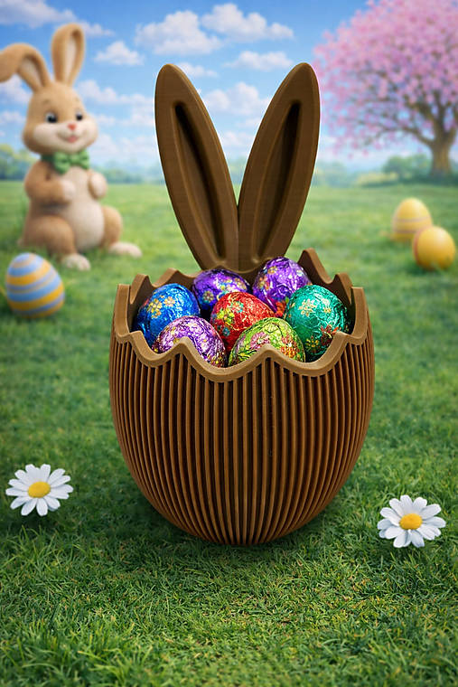 Veľkonočný košík so zajačími uškami – dekorácia na vajíčka | 3D tlač