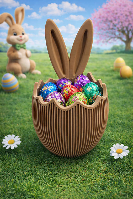 Veľkonočný košík so zajačími uškami – dekorácia na vajíčka | 3D tlač