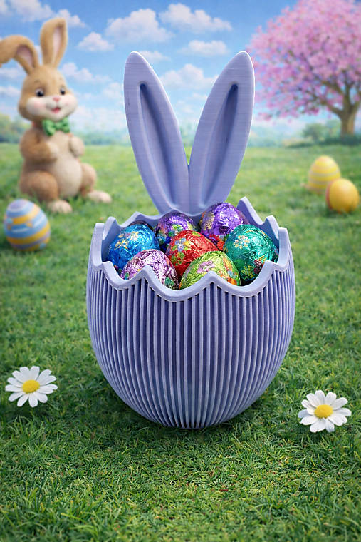 Veľkonočný košík so zajačími uškami – dekorácia na vajíčka | 3D tlač