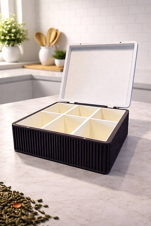 Moderný box na čaje – štýlová organizácia do každej kuchyne