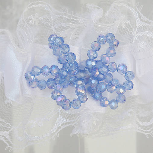 Biely podväzok s modrou mašlikou