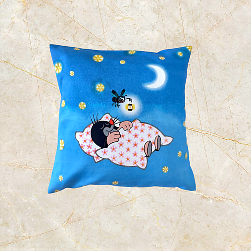 Detský textil - Vankúšik pod jedno uško – detský vankúšik do postieľky / kočíka – Krtko - 18233509_