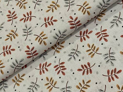 100% BAVLNA / VETVIČKY NA BÉŽOVEJ