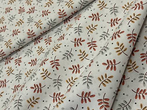 100% BAVLNA / VETVIČKY NA BÉŽOVEJ