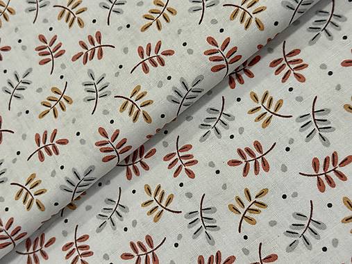 100% BAVLNA / VETVIČKY NA BÉŽOVEJ