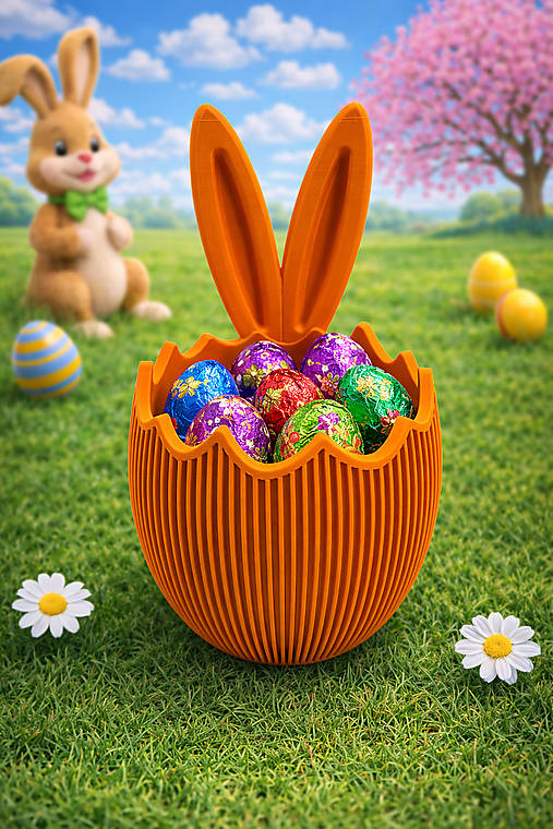 Veľkonočný košík so zajačími uškami – dekorácia na vajíčka | 3D tlač