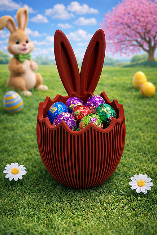Veľkonočný košík so zajačími uškami – dekorácia na vajíčka | 3D tlač