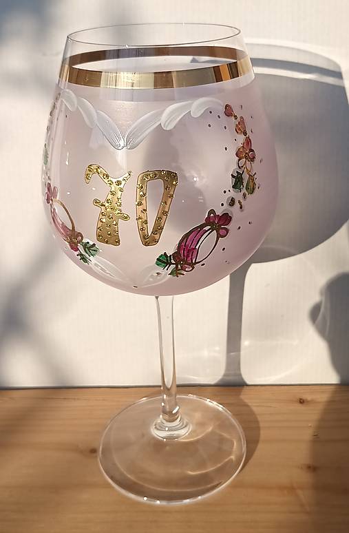 Nádoby - jubilejný pohár k 70 narodeninám ružový - 18236253_