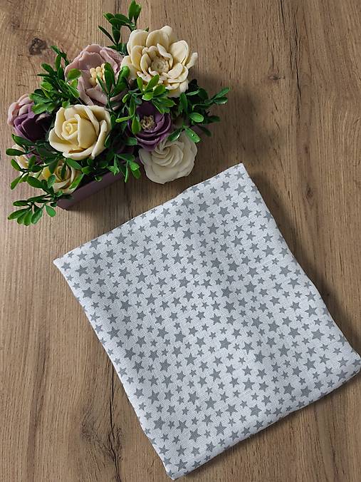 Detské doplnky - Bavlnená plienka biela sive hviezdy - 18235849_