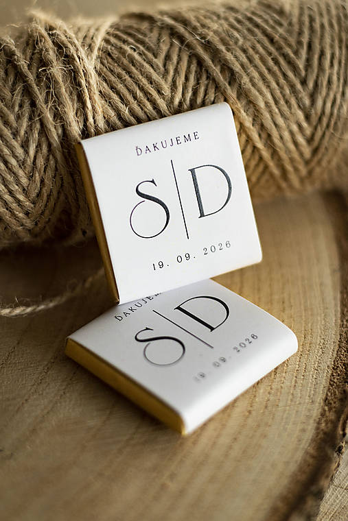 Darčeky pre svadobčanov - Svadobné čokoládky - Iniciály minimal. - 18234659_