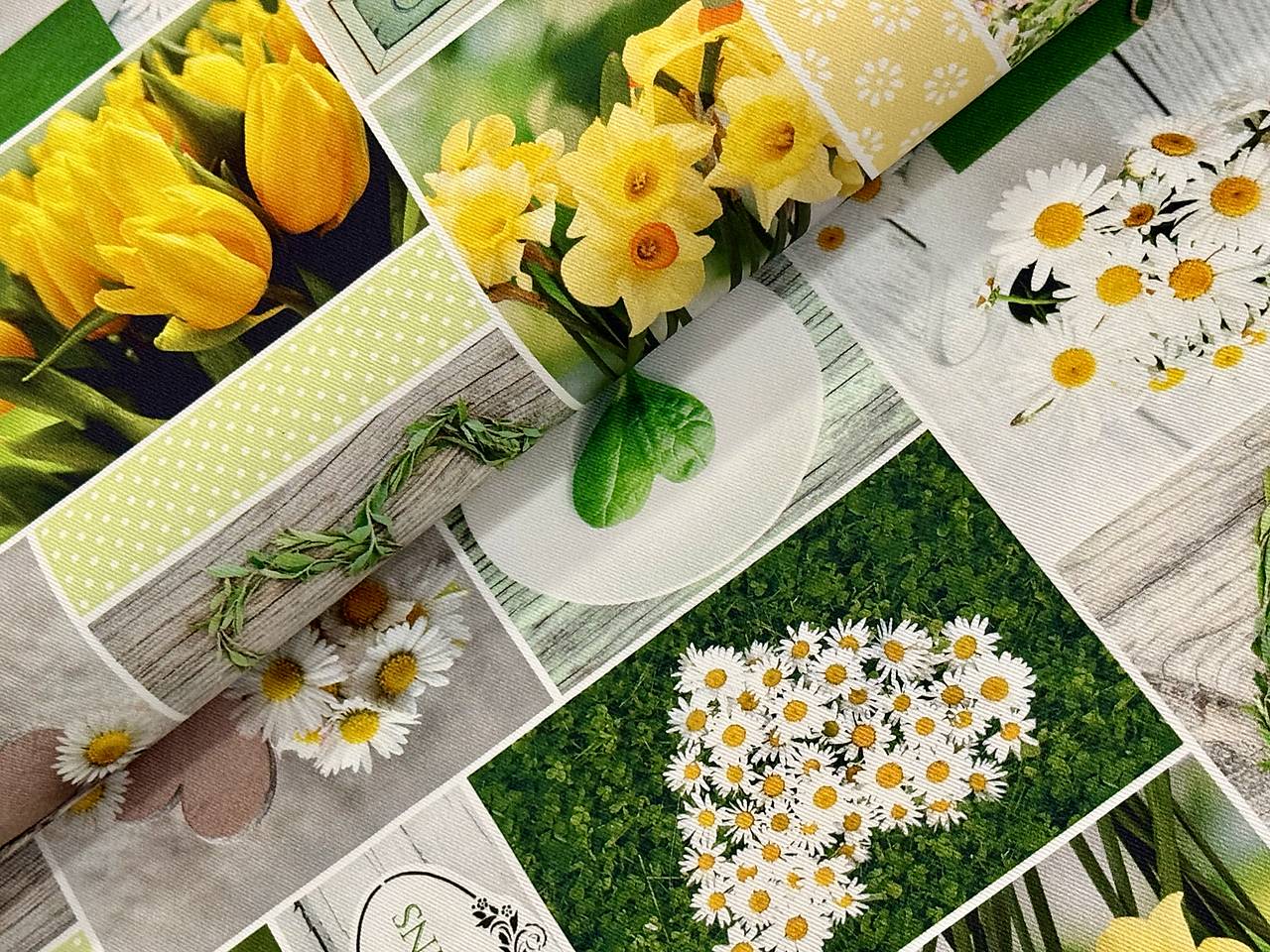 100% BAVLNA DEKOR / TULIPÁNY/ NARCIS