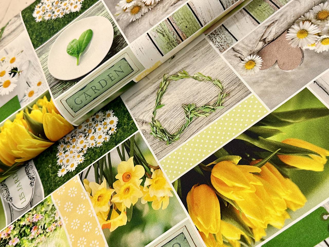 100% BAVLNA DEKOR / TULIPÁNY/ NARCIS