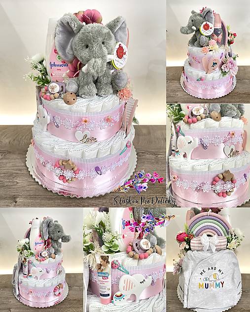 Detské doplnky - Plienková torta - Sloník IV - 18235652_