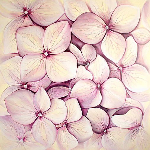 Obrazy - Hortenzia - Maľba rozmer 70x70cm - 18235385_