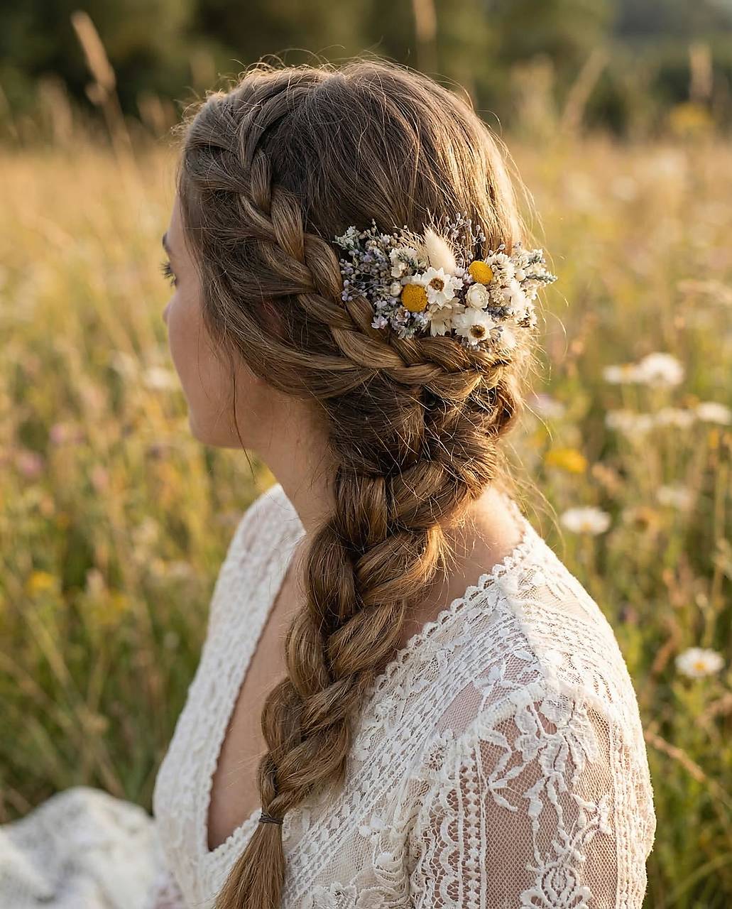 Naturálny hrebienok "lúče v poľnej tráve"