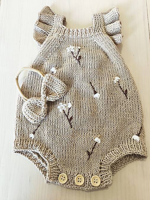 Detské súpravy - Galoty s kvietkami a čelenka 100% Cotton - 18236922_