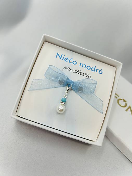 Iné doplnky - Biela perla s tyrkysom – NIEČO MODRÉHO - 18236486_