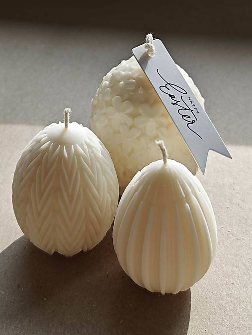 Dekorácie - VEĽKONOČNÉ VAJÍČKO sójová sviečka (trio spolu) - 18237814_
