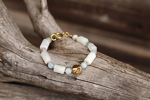 Náramok mesačný kameň, akvamarín