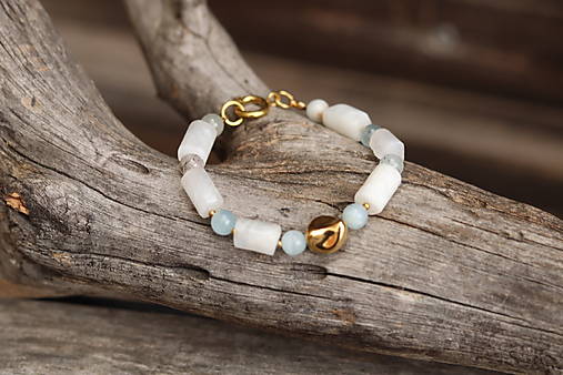 Náramok mesačný kameň, akvamarín