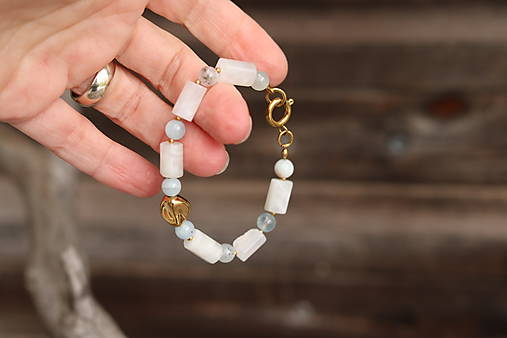 Náramok mesačný kameň, akvamarín