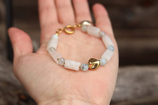 Náramok mesačný kameň, akvamarín