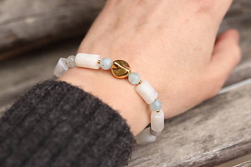 Náramok mesačný kameň, akvamarín