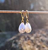 Náušnice - Náušnice*perla*kvapky*pozlátená oceľ - 18236603_