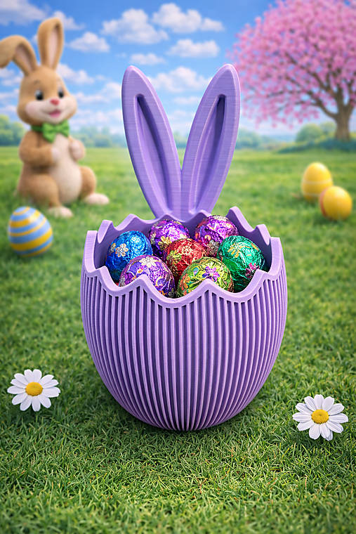 Veľkonočný košík so zajačími uškami – dekorácia na vajíčka | 3D tlač