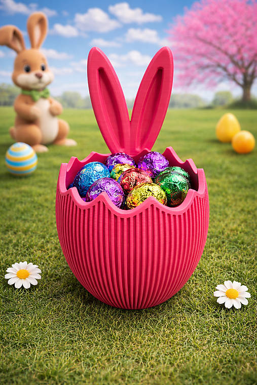 Veľkonočný košík so zajačími uškami – dekorácia na vajíčka | 3D tlač