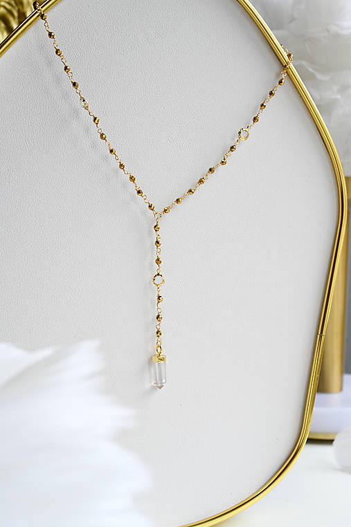 Náhrdelník  v štýle ruženca  - ametyst, larimar, mesačný kameň, hematit, čierny spinel