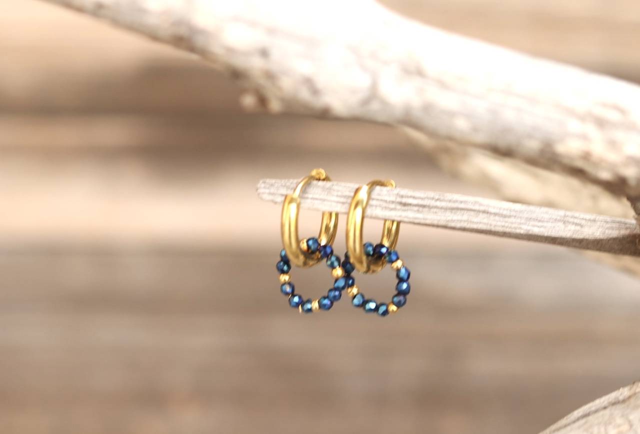 Náušnice kruhy so zirkónom blue