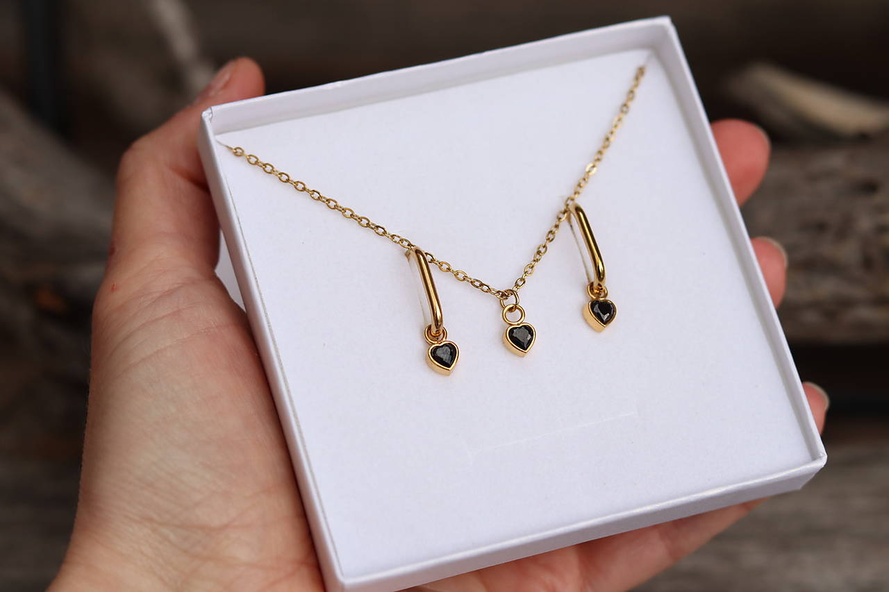 Súprava náhrdelník a náušnice srdiečka