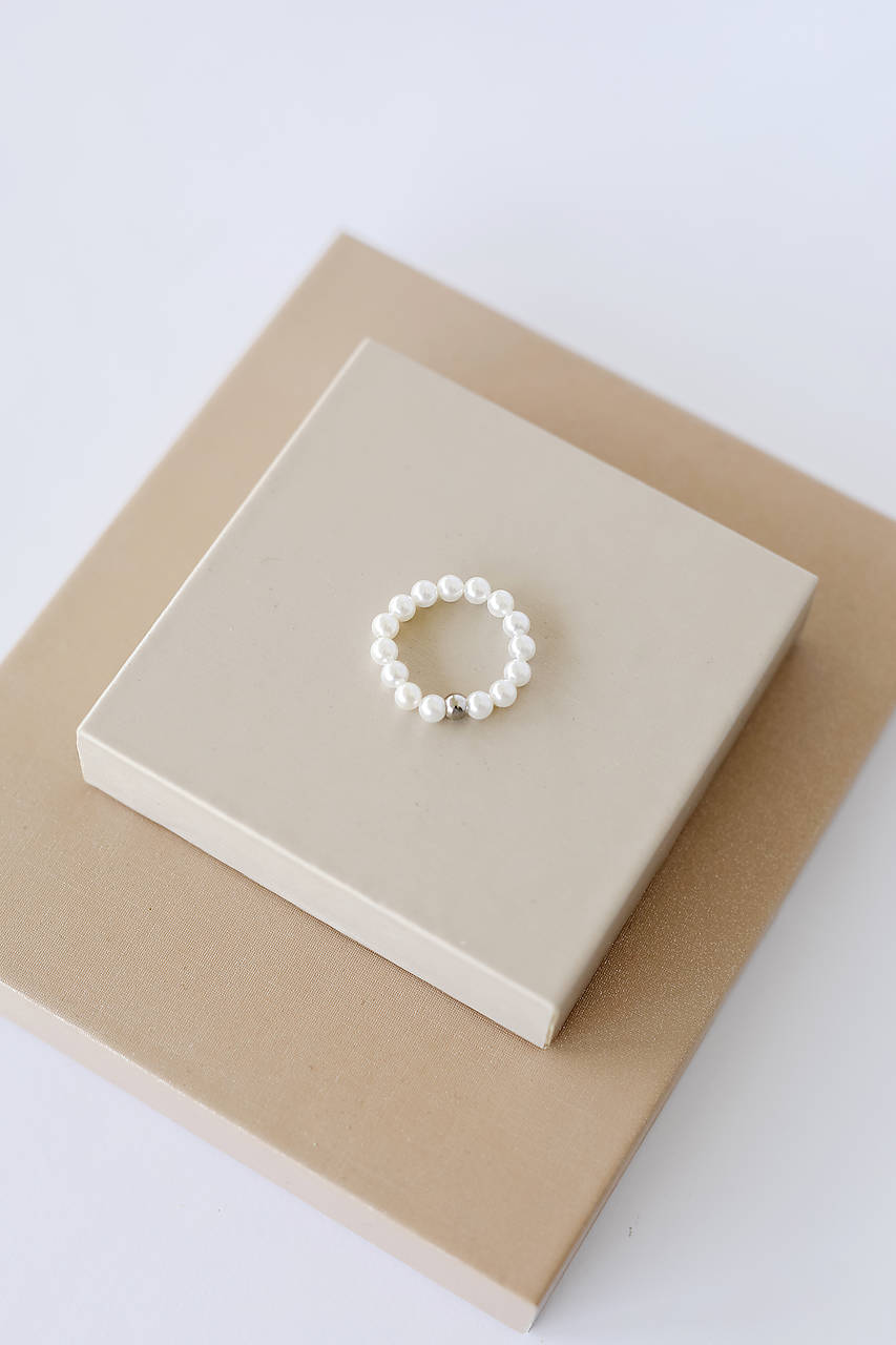 minimalistický perlový prsteň gulička - shell perly (Strieborná)