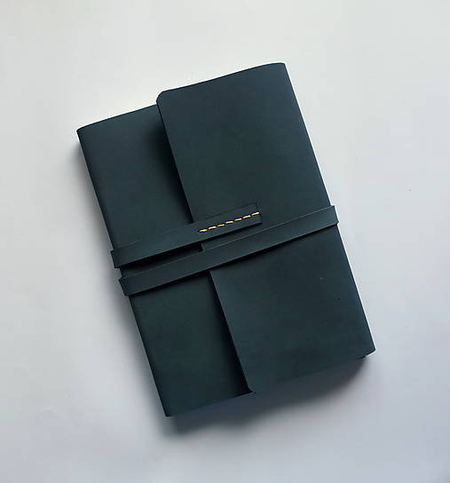 Papiernictvo - A5 Elegantný kožený zápisník antracitový rovný - 18241956_