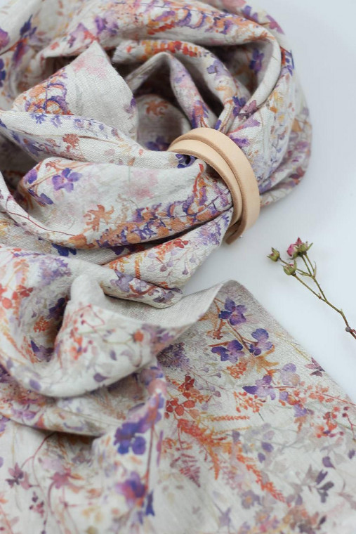 Prírodná ľanová dámska letná šatka "Wisteria"