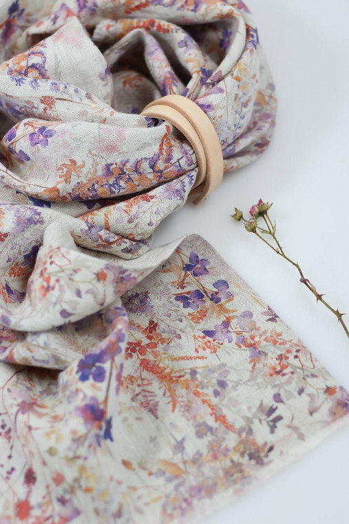 Prírodná ľanová dámska letná šatka "Wisteria"